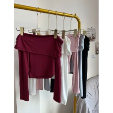 (PRE ORDER)气质一字领平口长袖上衣 -Reach around end of JAN【Ship Before CNY】	