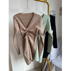 (PRE ORDER)气质抓皱长袖连身裙 -Reach around end of JAN【Ship Before CNY】	