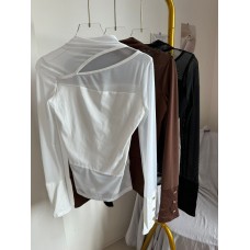 (现货)韩版镂空网纱长袖上衣