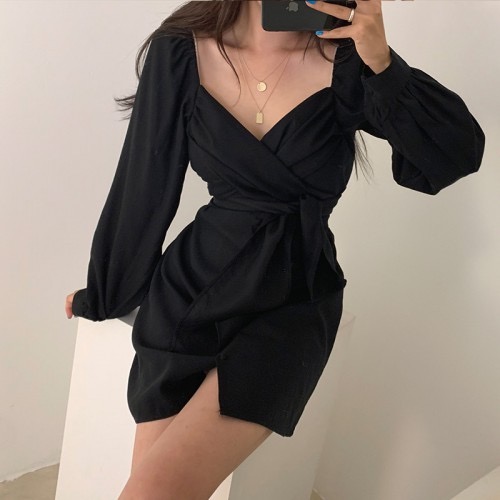 (READY STOCK)独特纯色排扣连身裙